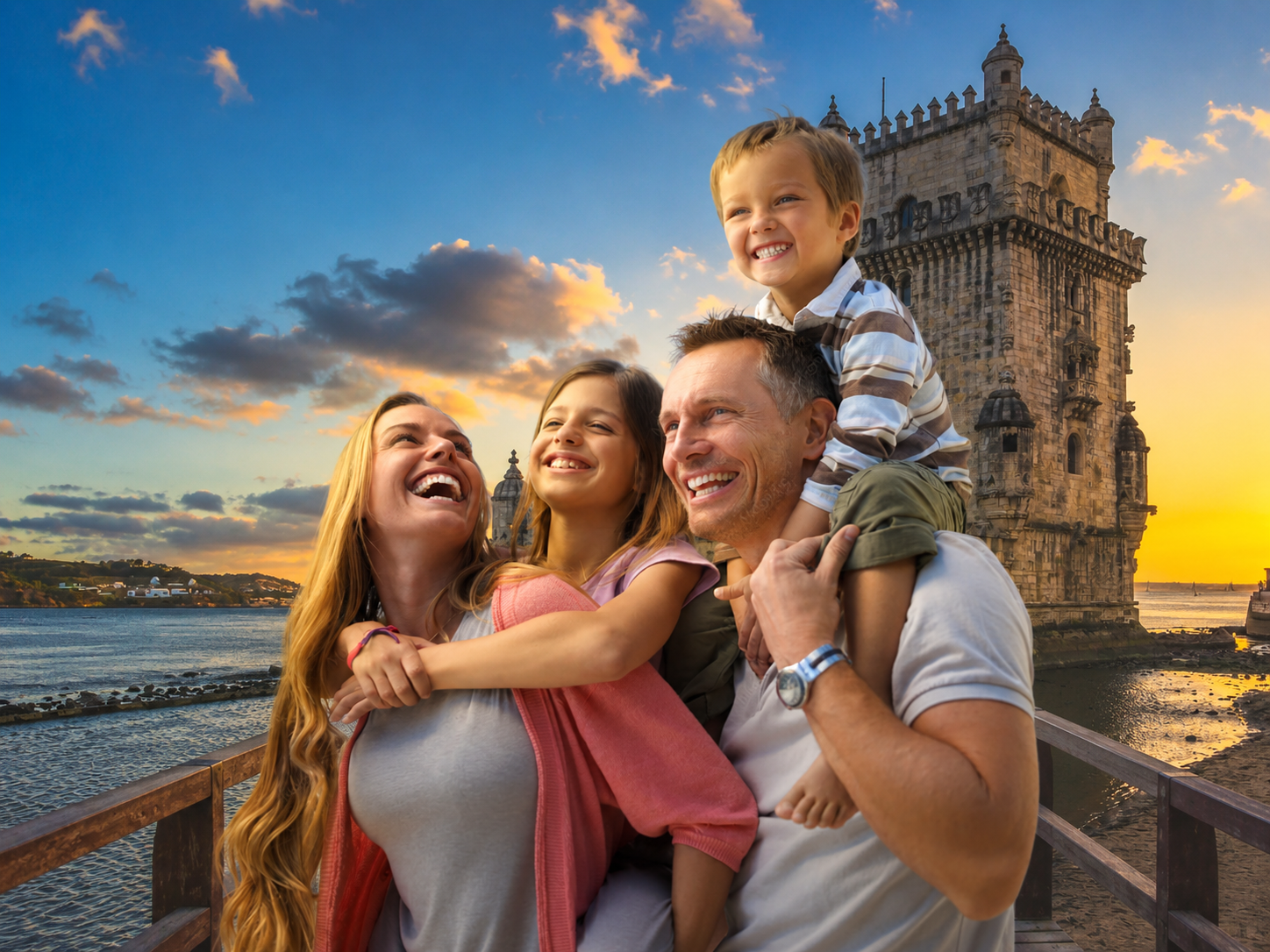 A multi-generational family enjoying their European future