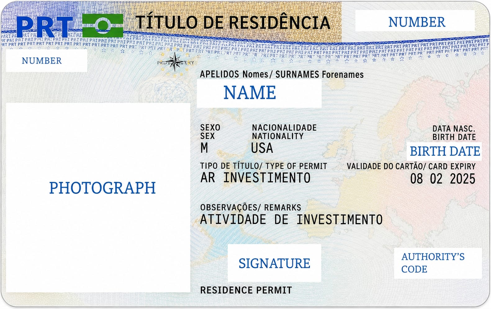 Portuguese Residence Permit — illustrative example